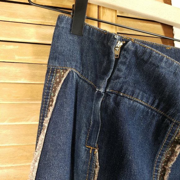 Kitsch Maxi Boho Denim Jean Frayed Fringe Hem Skirt - Picture 9 of 12